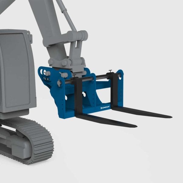 conquip excavator forks on an excavator