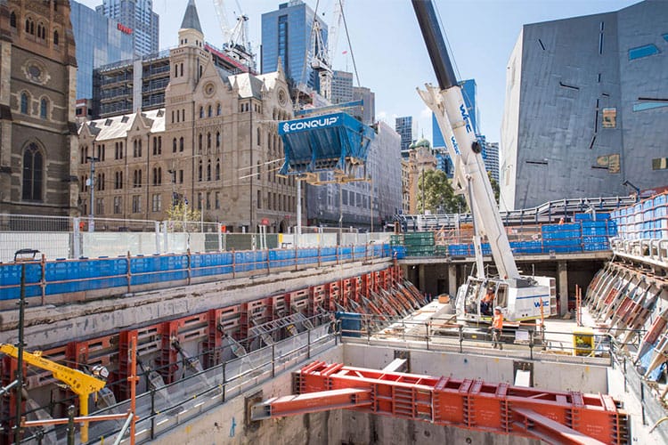direct-to-truck bulkx used at Melbourne Metro Town Hall Station excavation project