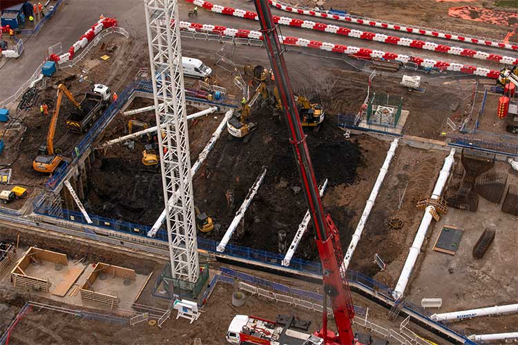 conquip basement propping at UCLE Marshgate project, collaboration with Morrisroe
