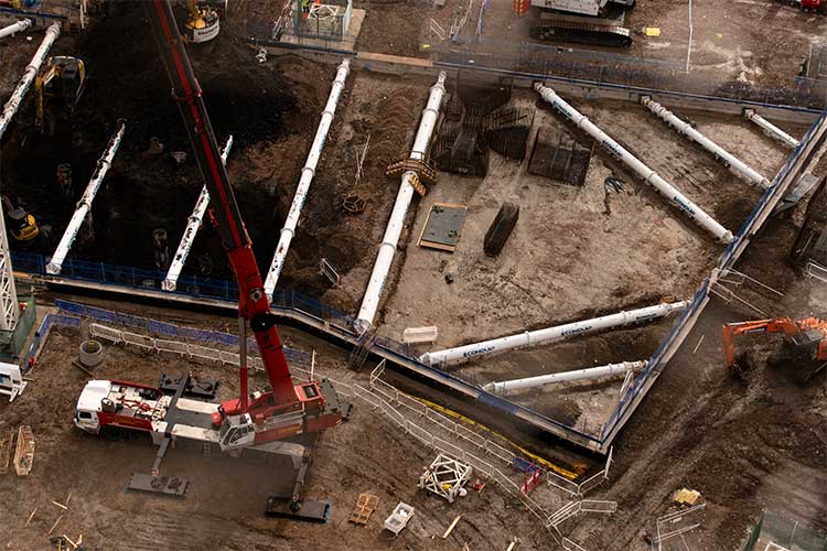 basement propping at UCLE Marshgate project, collaboration with Morrisroe