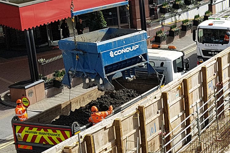 direct-to-truck bulkx discharging into truck at regent house project