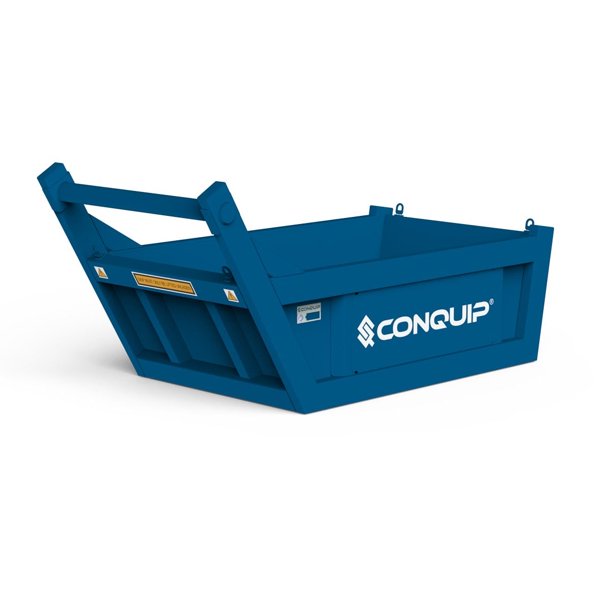 Conquip Excavator Drag Skip, blue render, white background
