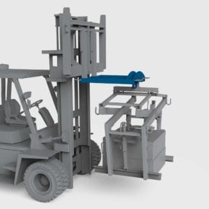 conquip block grab forklift adaptor on a forklift used to lift a block grab