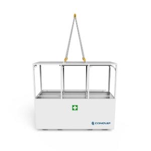 stretcher cage for safe transportation of injured site workers on a stretcher